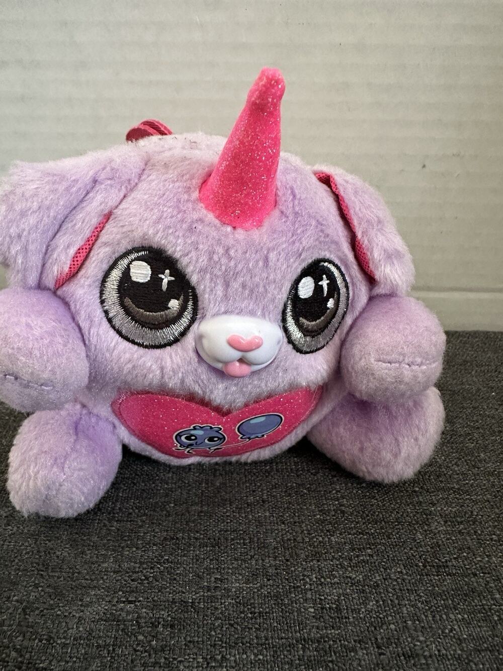 ZURU Rainbocorns Puppycorn Purple Unicorn Dog Plush 4” Pink Horn Heart